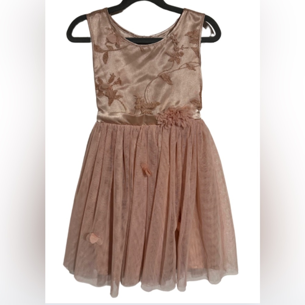 I. Elegant Blush Floral Dress with Tulle girls size 6